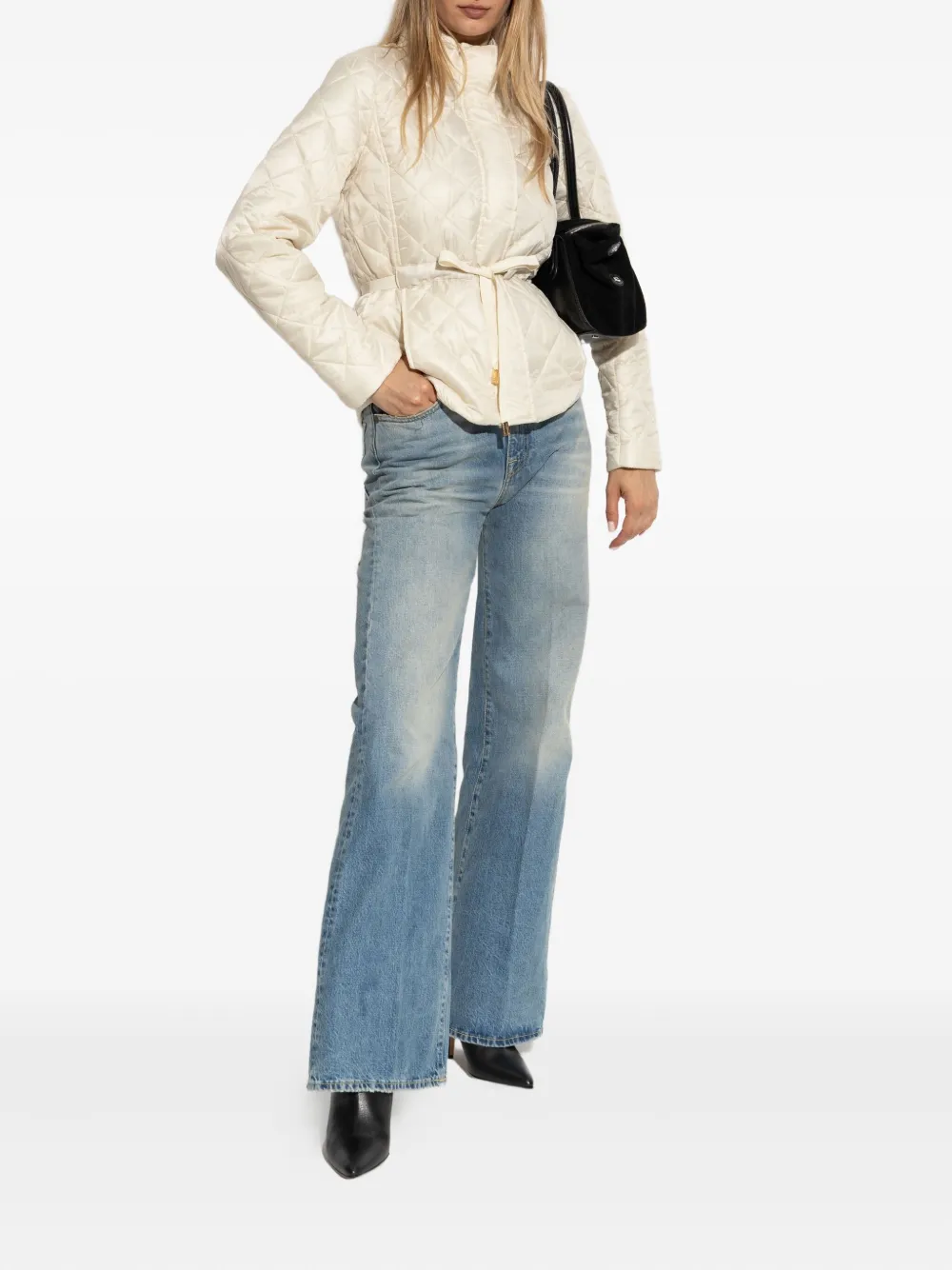 Michael Kors quilted belted jacket Beige
