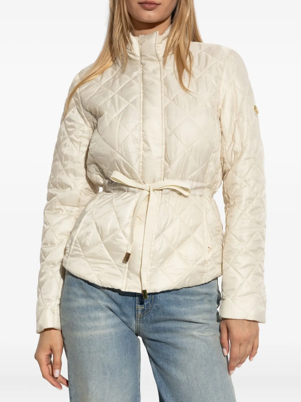 Michael Kors quilted belted jacket Beige