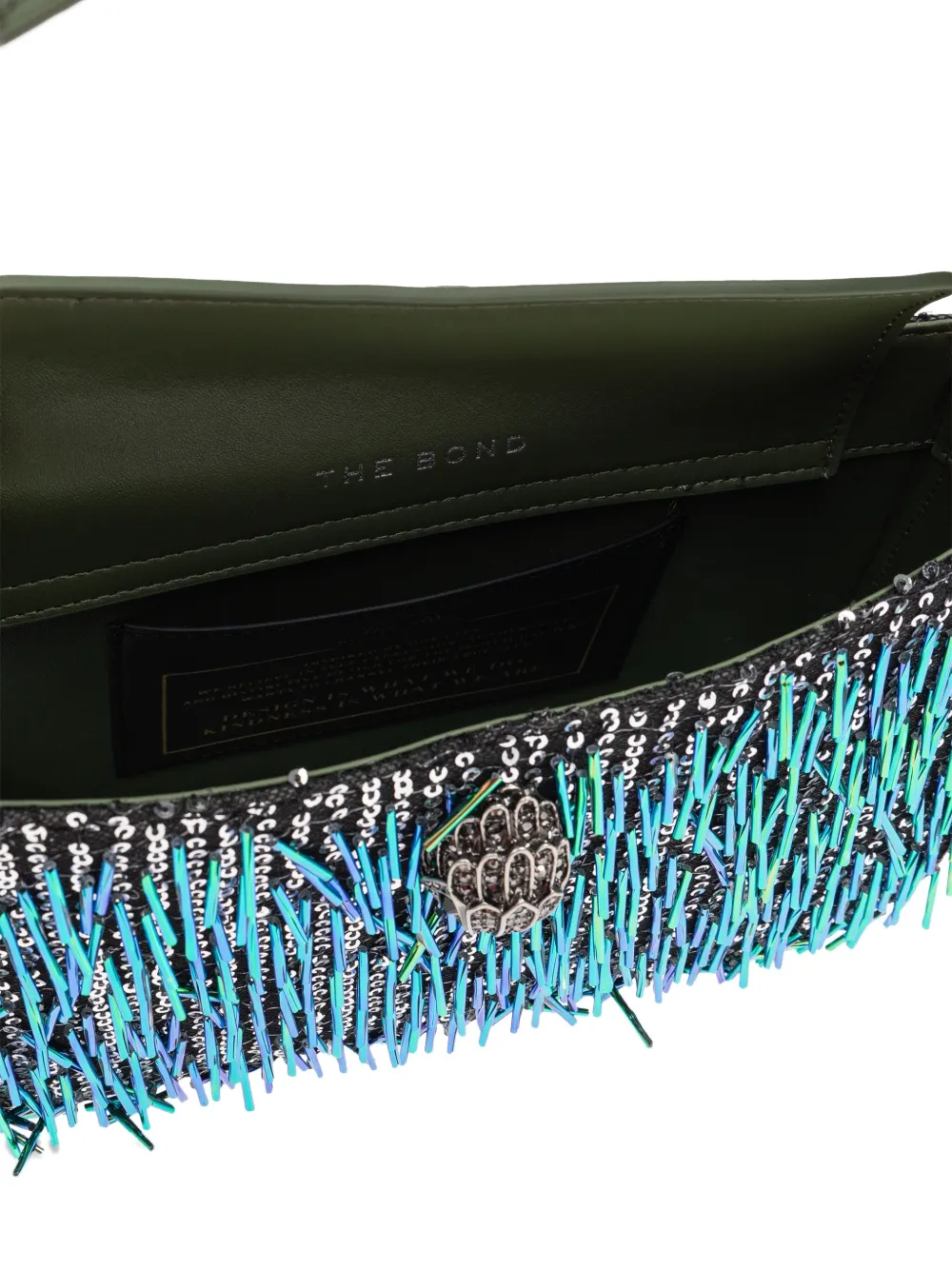 Kurt Geiger London Bond sequin-embellished fringe shoulder bag Groen