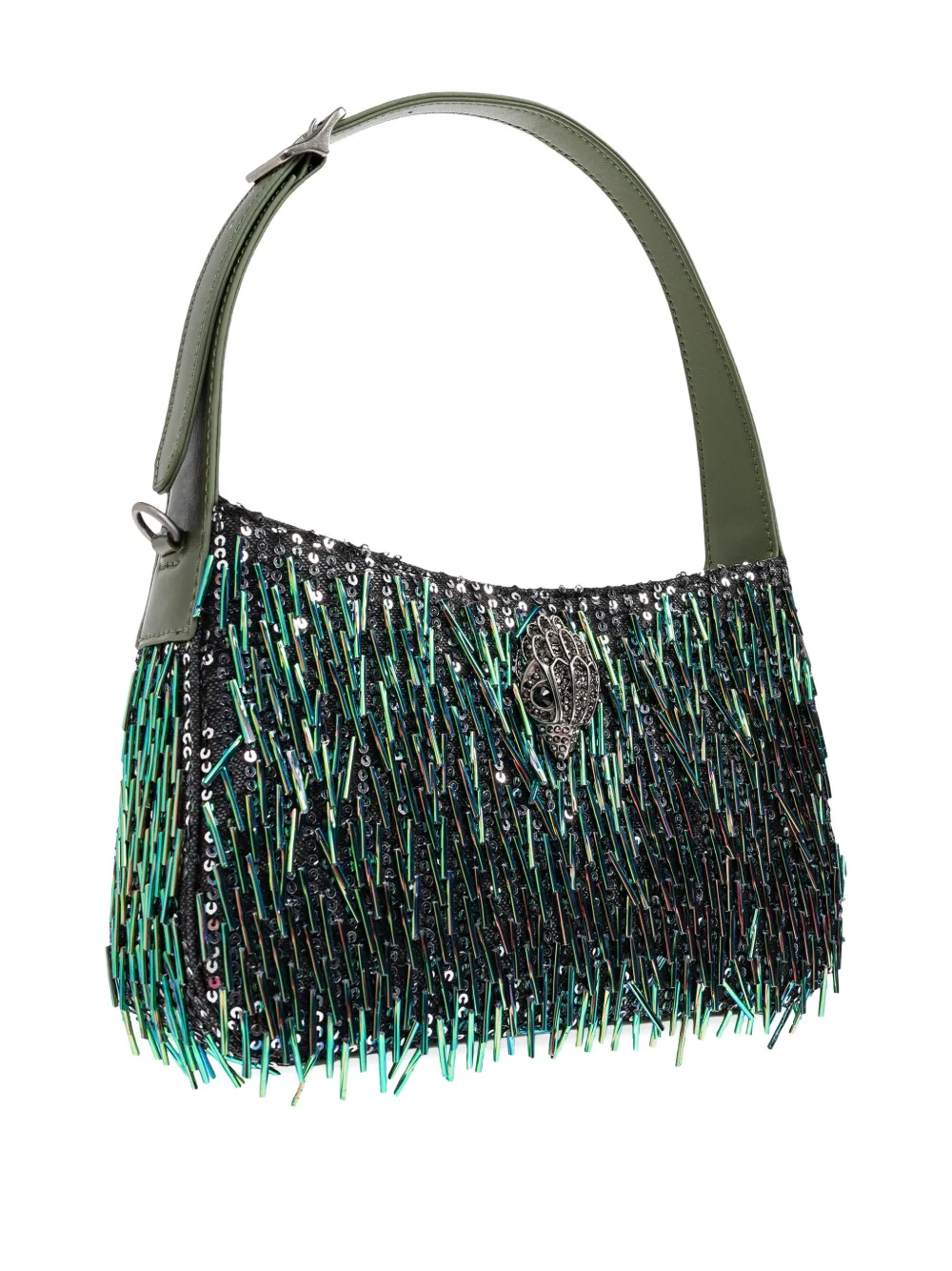 Kurt Geiger London Bond sequin-embellished fringe shoulder bag Groen