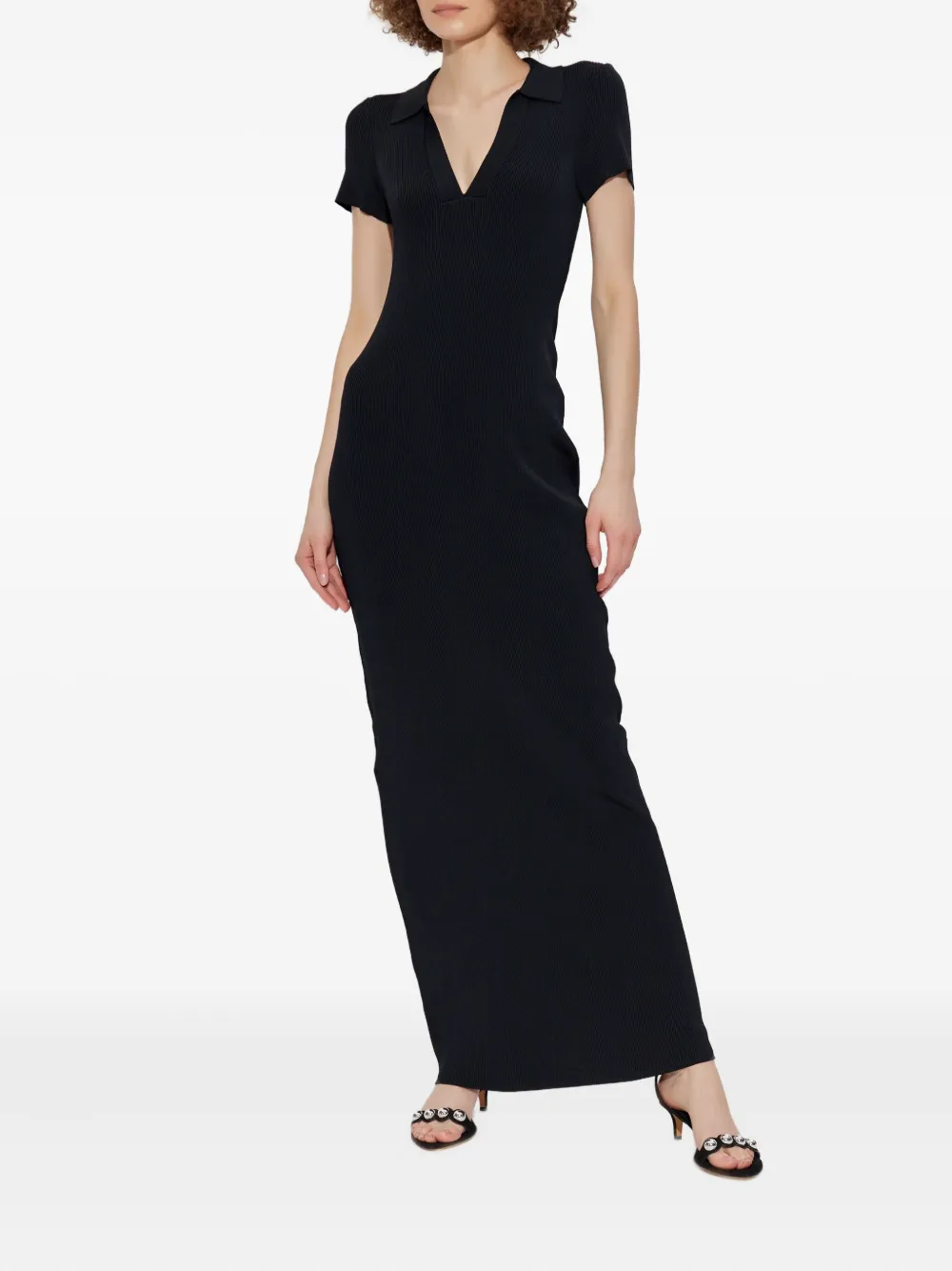 IRO Kamelia ribbed polo-shirt dress Zwart