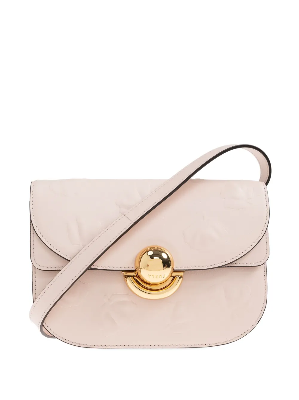 Furla Mini Sfera Embossed-leather Crossbody Bag In Neutral