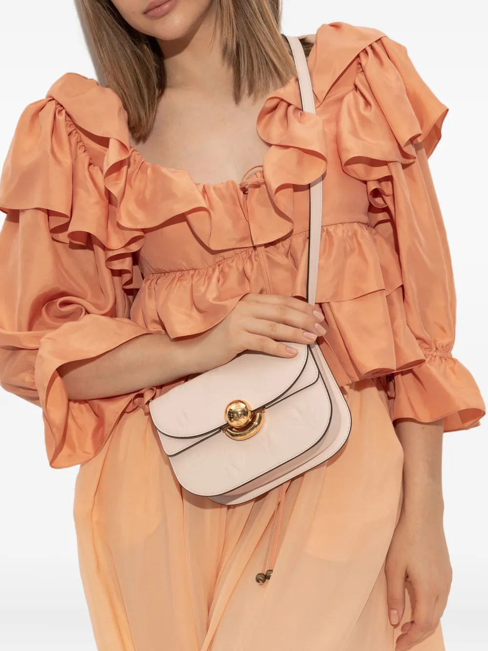 Furla Sfera kleine leren crossbodytas met reliëf Beige