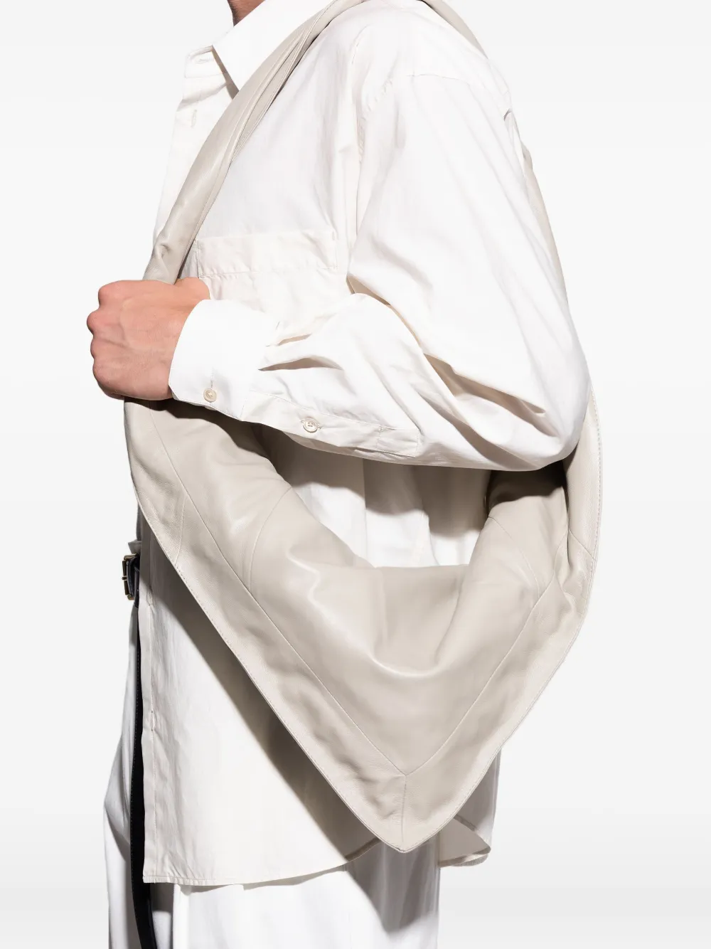 LEMAIRE Scarf leather shoulder bag Beige