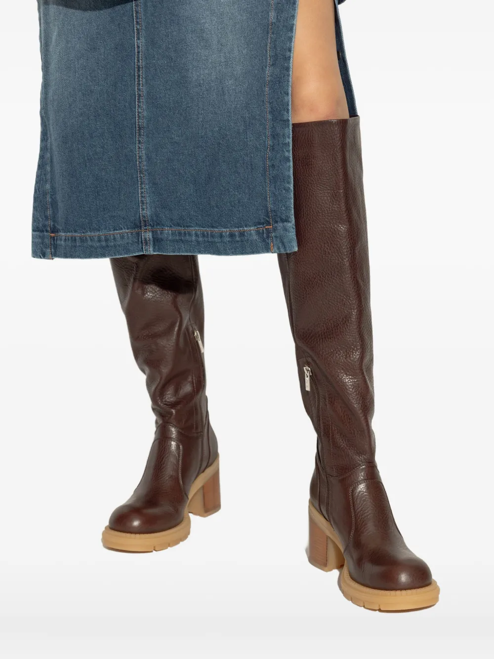 AGL 85mm leather boots Brown