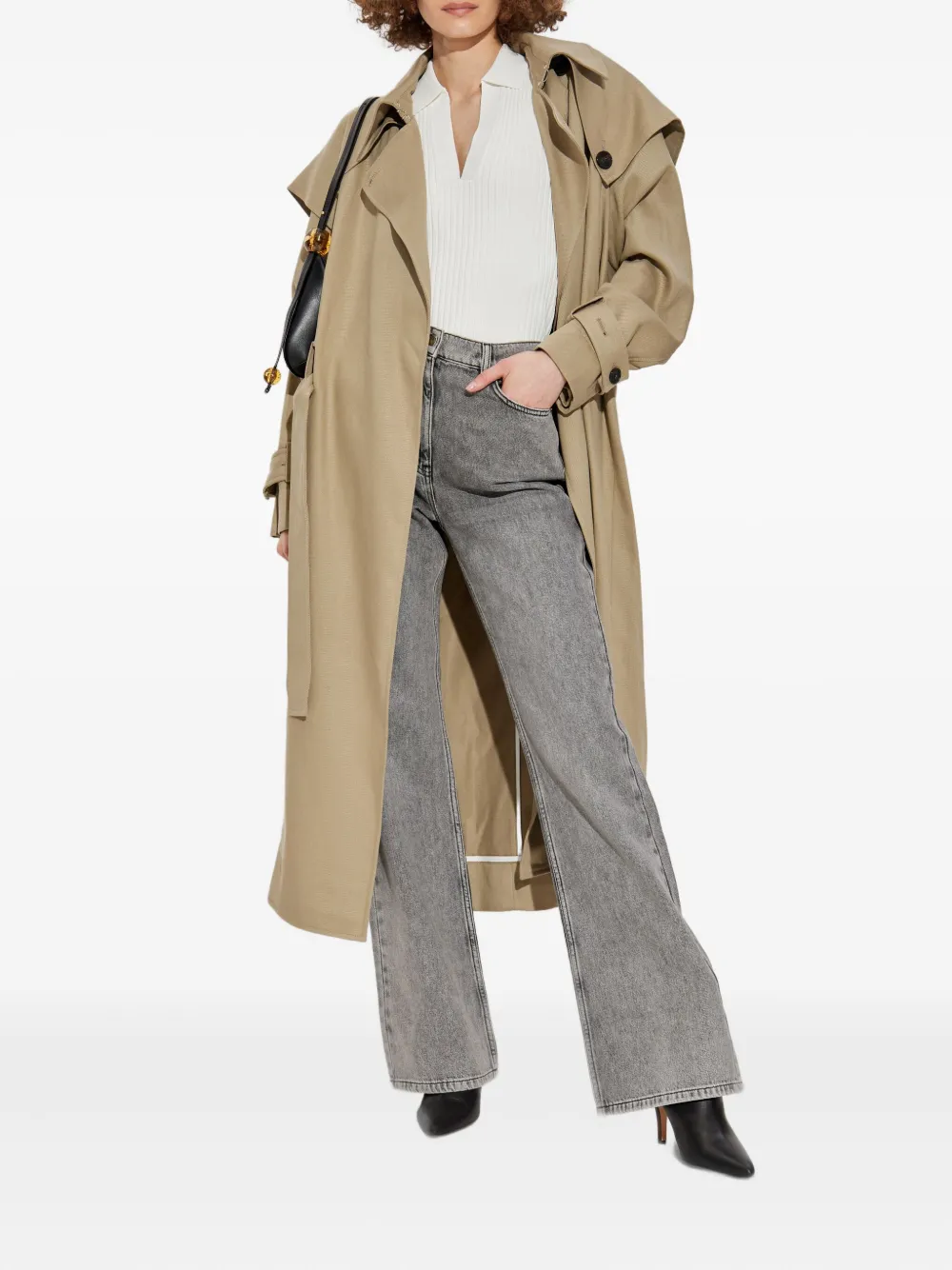 IRO cape-collar belted trench coat Beige
