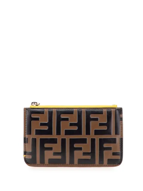 Fendi Pre-Owned 2010-2025 Zucca Embossed Leather coin pouch
