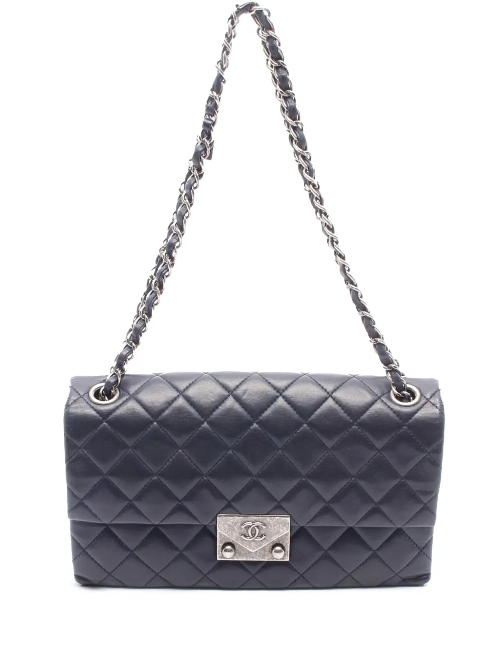 CHANEL Pre-Owned 2015-2016 ココマーク マトラッセ ラムスキン プッシュロック シングルフラップ ショルダーバッグ CHANEL Pre-Owned 2015-2016 ココマーク マトラッセ ラムスキン プッシュロック シングルフラップ ショルダーバッグ