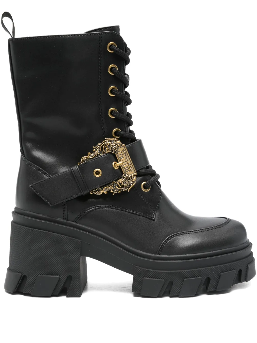 Versace Jeans Couture lace-up buckled boots Black