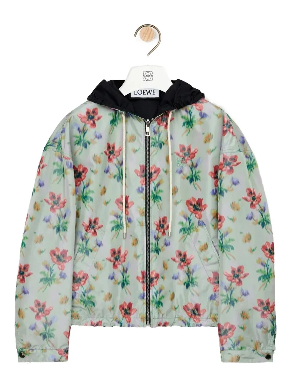 Loewe Reversible Floral-print Hooded Jacket In Green
