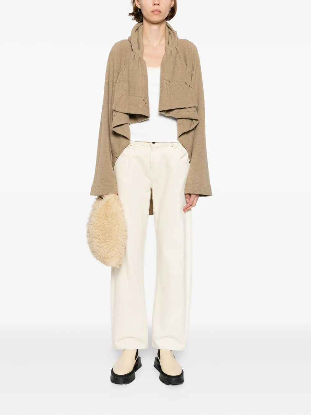Yohji Yamamoto Hooded Cardigan In Neutral