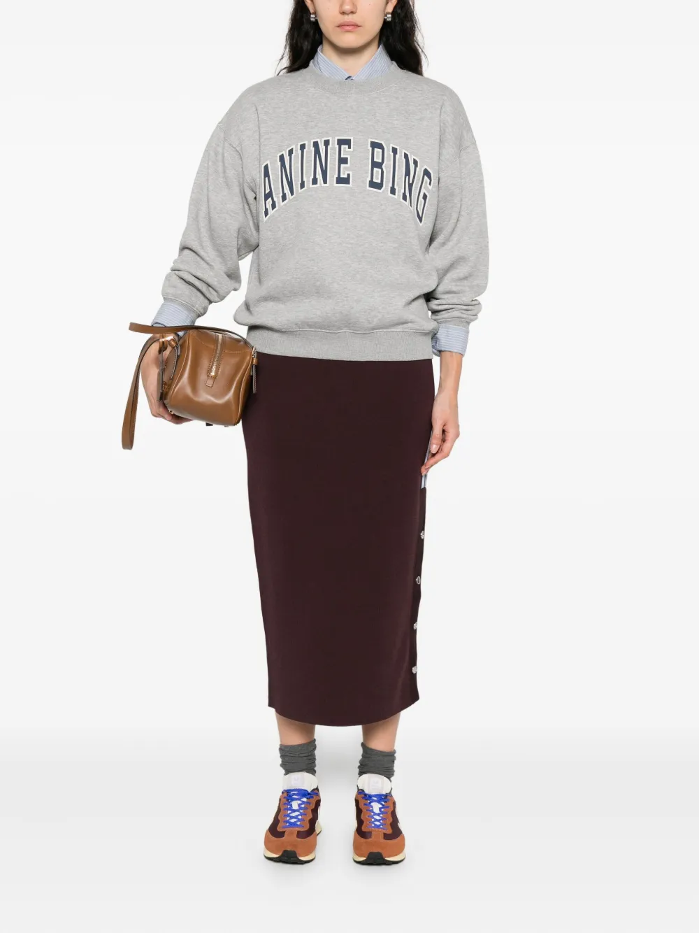 ANINE BING Spencer logo-print sweatshirt Grijs