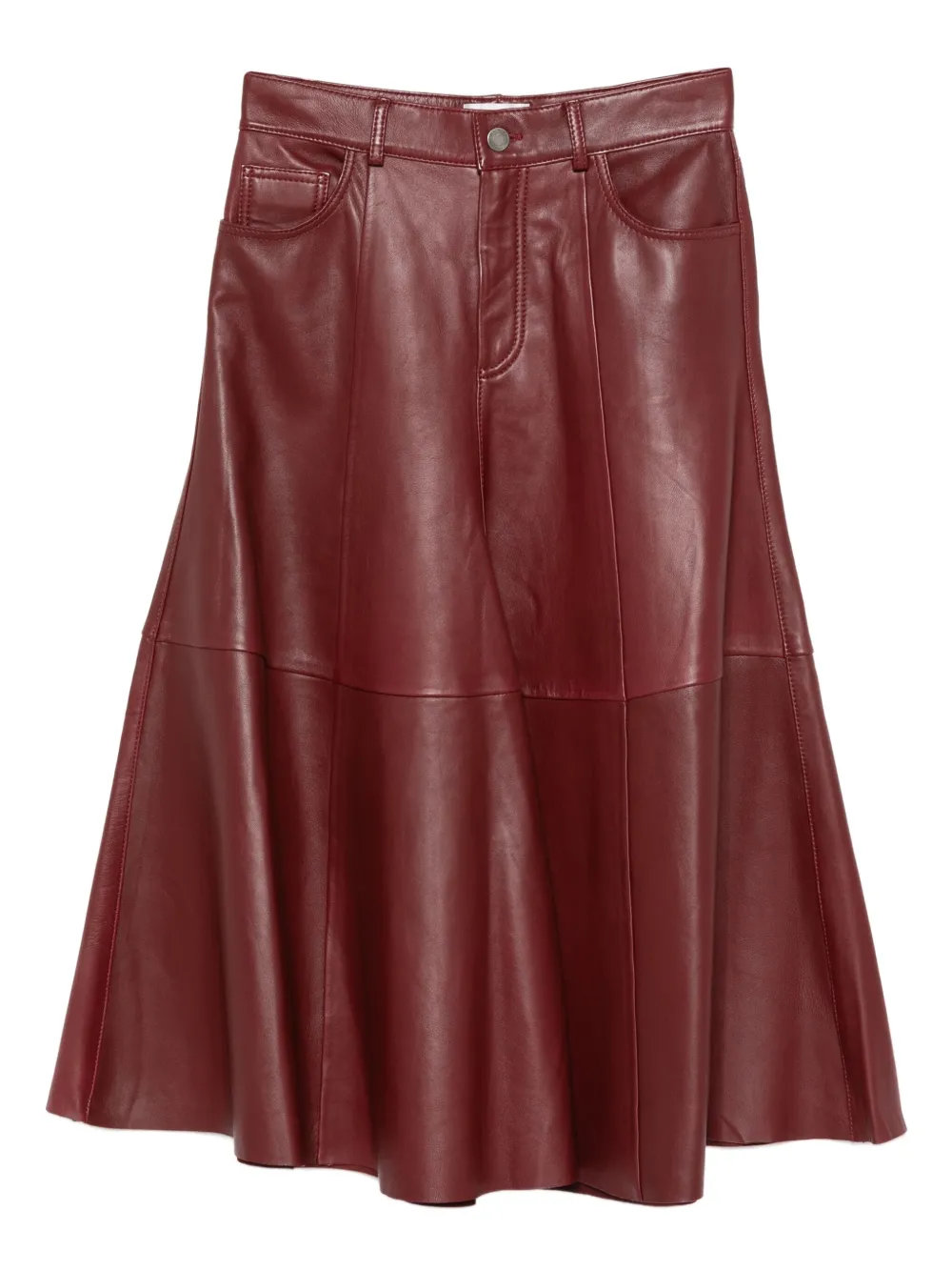 Haikure A-line leather skirt Rood