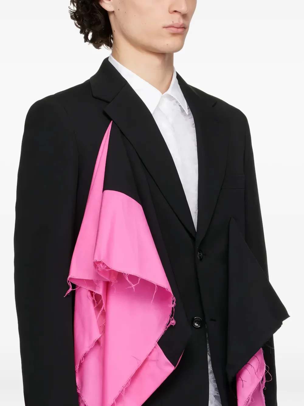Comme Des Garçons Homme Deux Ruffled Jacket In Black