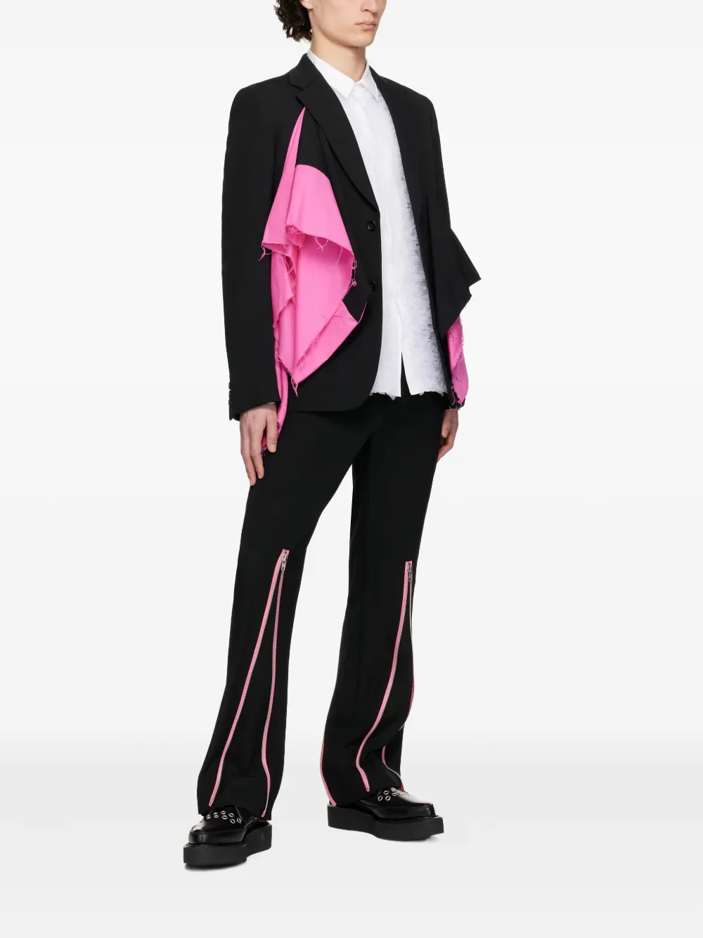 Comme Des Garçons Homme Deux Ruffled Jacket In Black