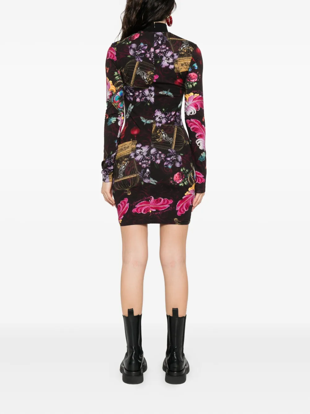 Versace Jeans Couture floral-print mini dress Zwart
