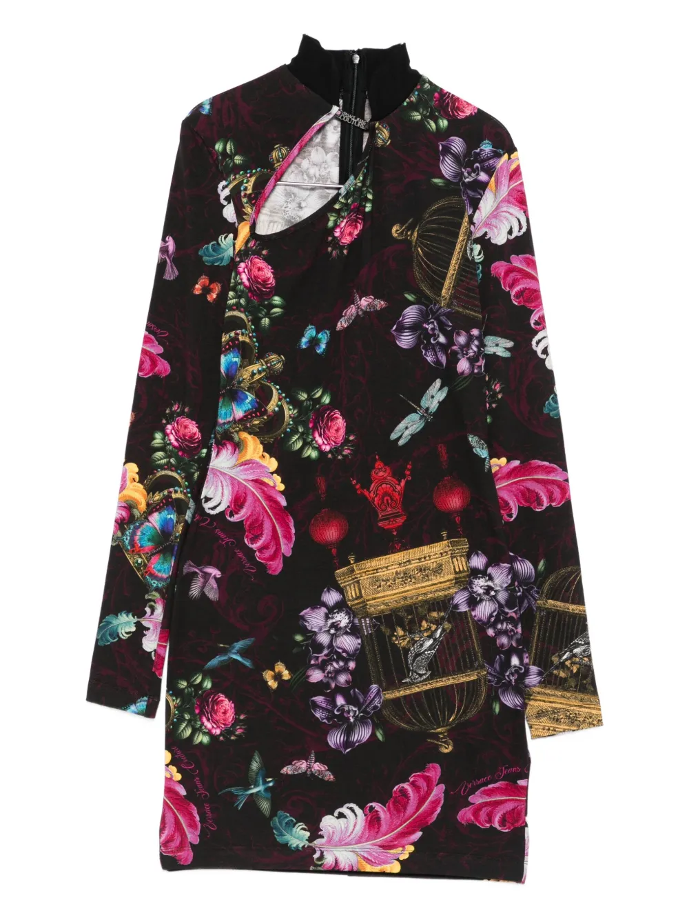 Versace Jeans Couture floral-print mini dress - ブラック Versace Jeans Couture floral-print mini dress - ブラック
