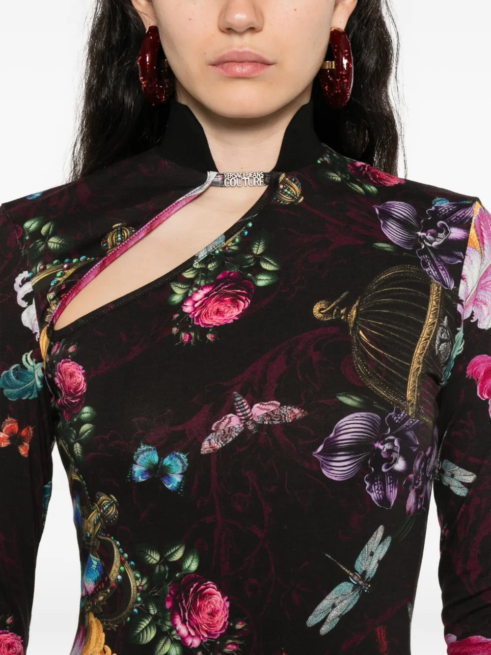 Versace Jeans Couture floral-print mini dress Zwart