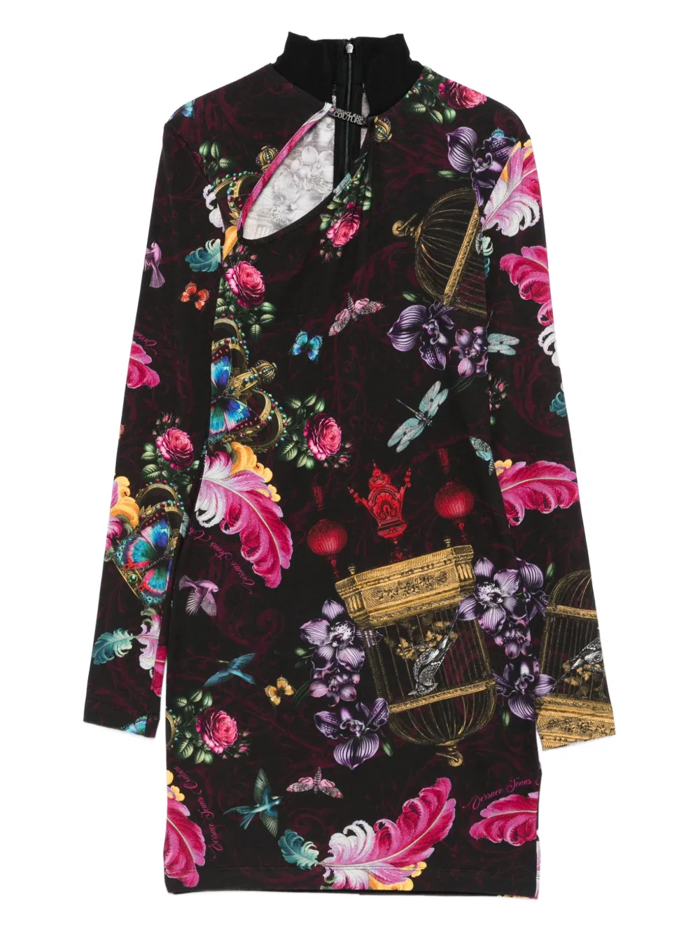Versace Jeans Couture floral-print mini dress Zwart