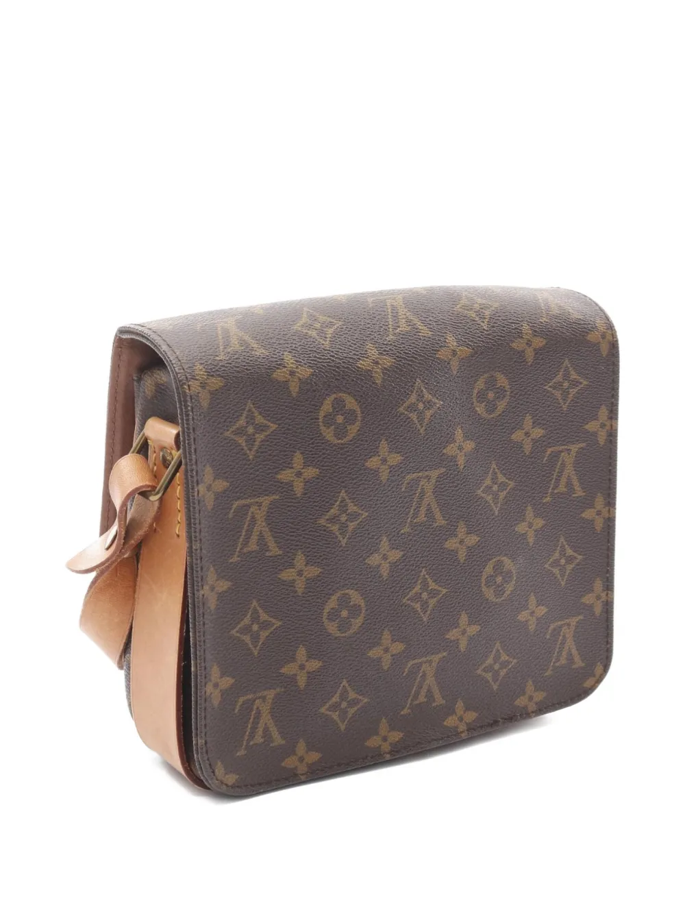 Pre-owned Louis Vuitton 1991 Cartesier Mm Monogram Shoulder Bag In Brown