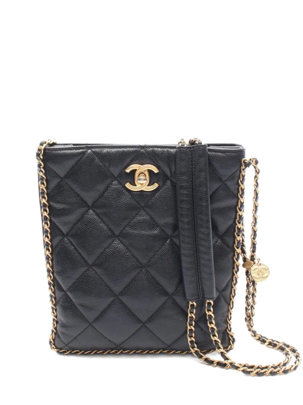 CHANEL Pre-Owned 2021 マトラッセ レザーショルダーバッグ - ブラック CHANEL Pre-Owned 2021 マトラッセ レザーショルダーバッグ - ブラック