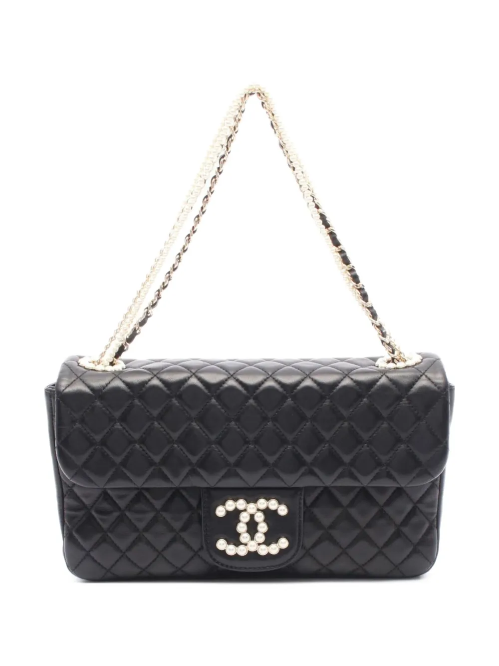 CHANEL Pre-Owned 2012-2013 Westminster パール フラップ ショルダーバッグ - ブラック CHANEL Pre-Owned 2012-2013 Westminster パール フラップ ショルダーバッグ - ブラック
