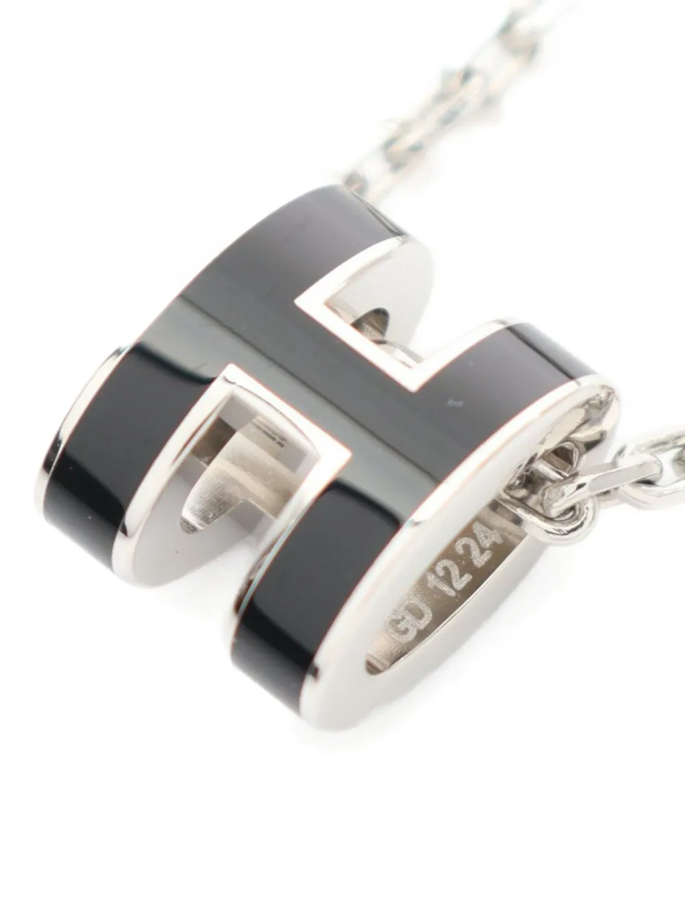 Pre-owned Hermes 2010s Mini Pop H Necklace In Silver