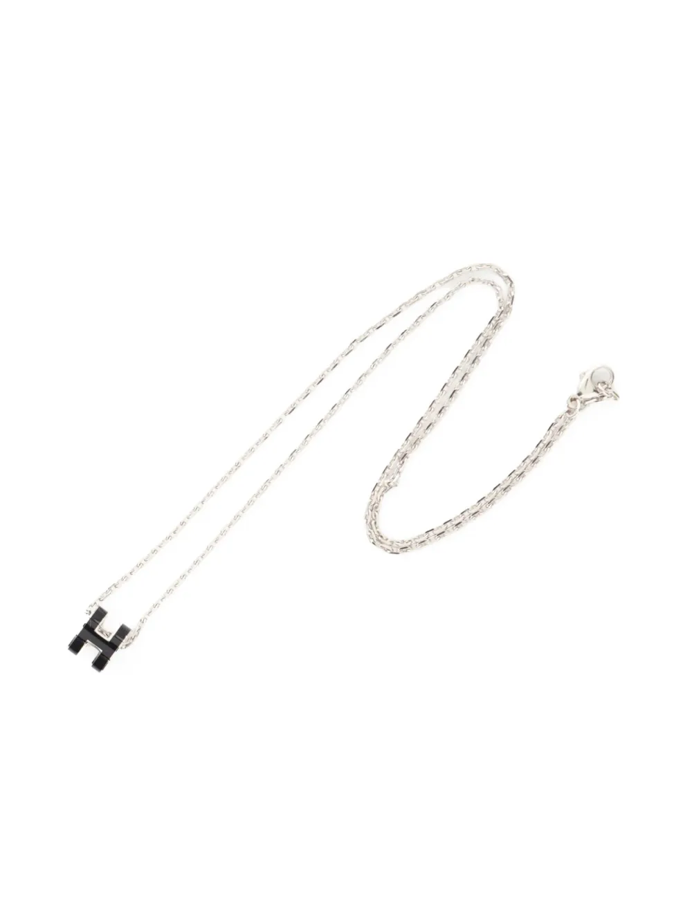 Pre-owned Hermes 2010s Mini Pop H Necklace In Silver