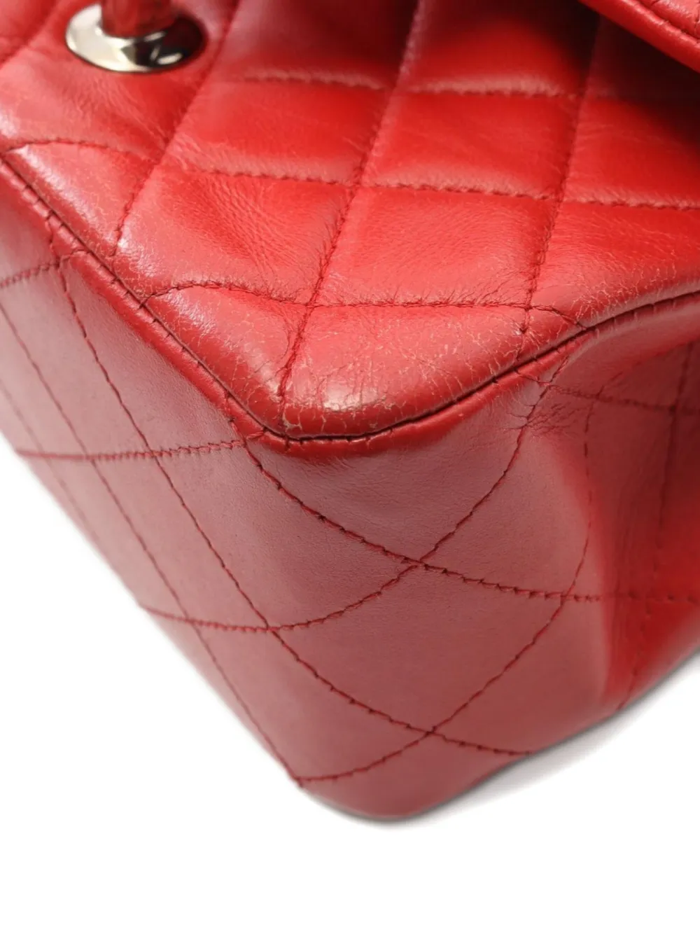 Pre-owned Chanel 2013-2014 Mini Classic Flap Matelassé Chain Shoulder Bag In Red