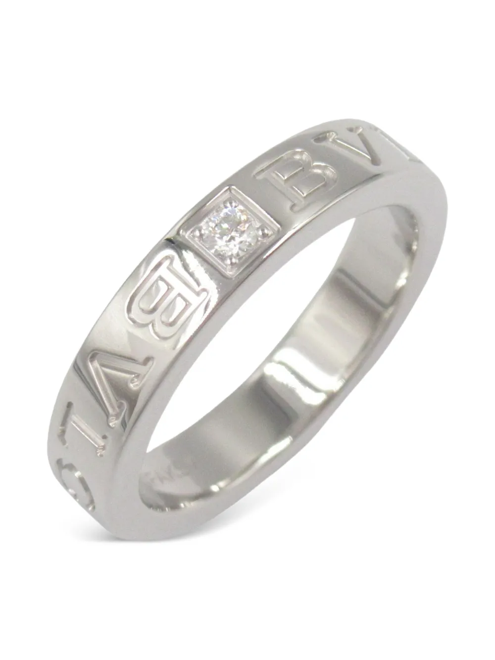 Bvlgari Pre-Owned 2010s 18K white gold Double Logo diamond ring | White | Image 1