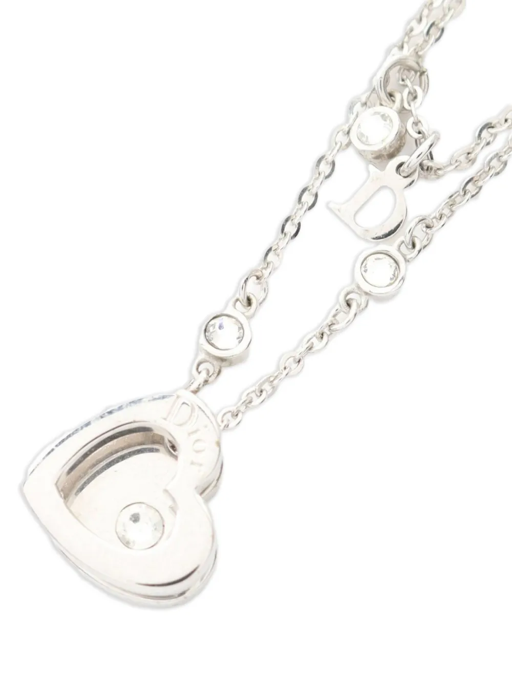 Christian Dior Pre-Owned 2000s ハート チェーンネックレス - シルバートーン Christian Dior Pre-Owned 2000s ハート チェーンネックレス - シルバートーン