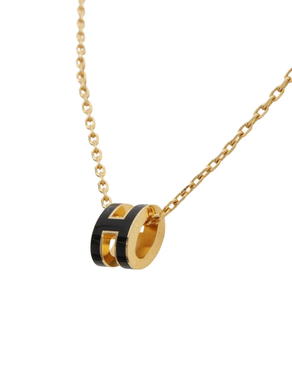 Pre-owned Hermes 2010s Mini Pop H Necklace In Gold