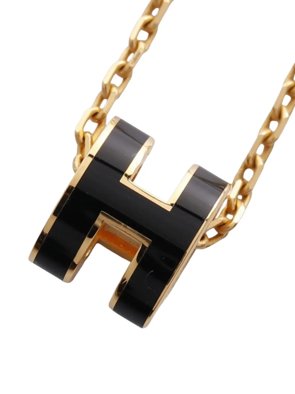 Pre-owned Hermes 2010s Mini Pop H Necklace In Gold