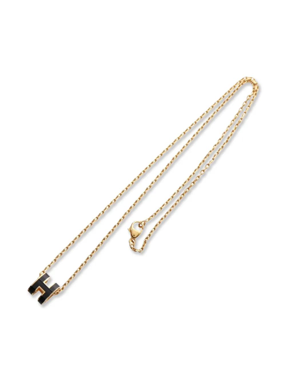 Pre-owned Hermes 2010s Mini Pop H Necklace In Gold