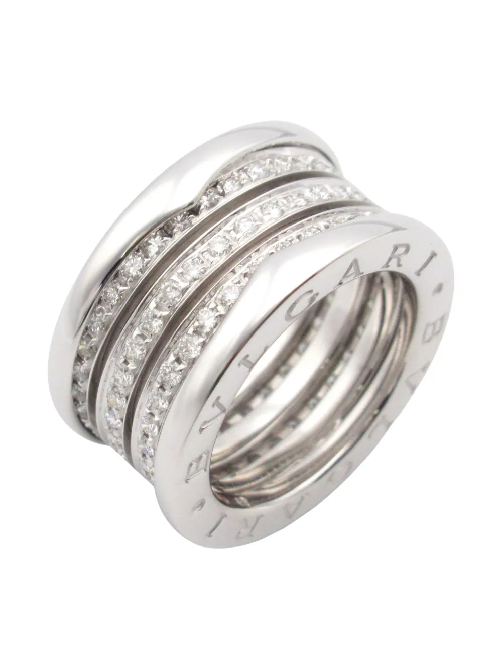 Pre-owned Bvlgari 2010 18kt White Gold B-zero Diamond Ring In Silver
