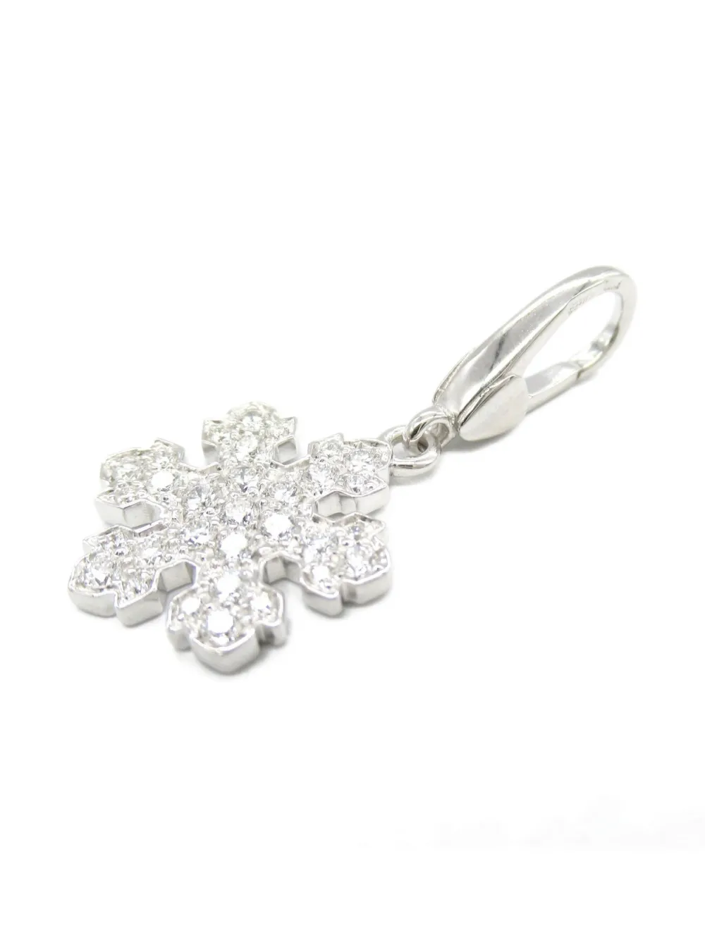 Pre-owned Bvlgari 18k White Gold Diamond Snowflake Necklace In Silver