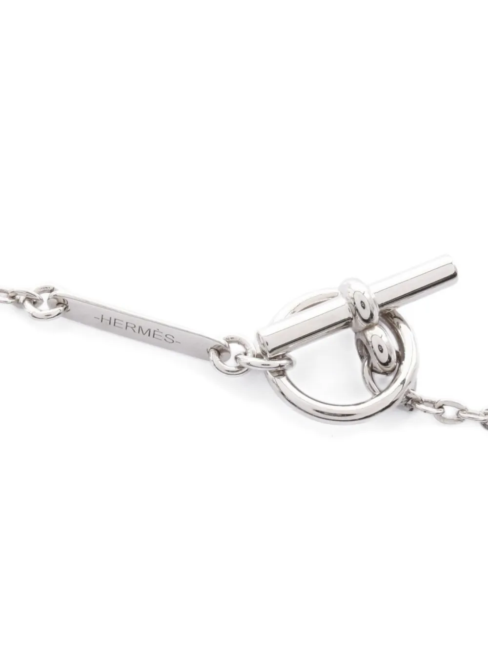 Pre-owned Hermes 2010s Cordage Rope-anchor Necklace In Silver