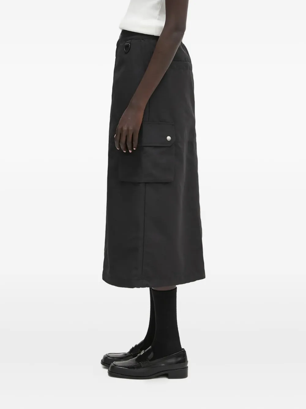 Carhartt WIP logo-patch A-line midi skirt Zwart