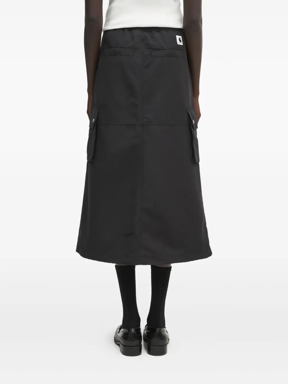 Carhartt WIP logo-patch A-line midi skirt Zwart