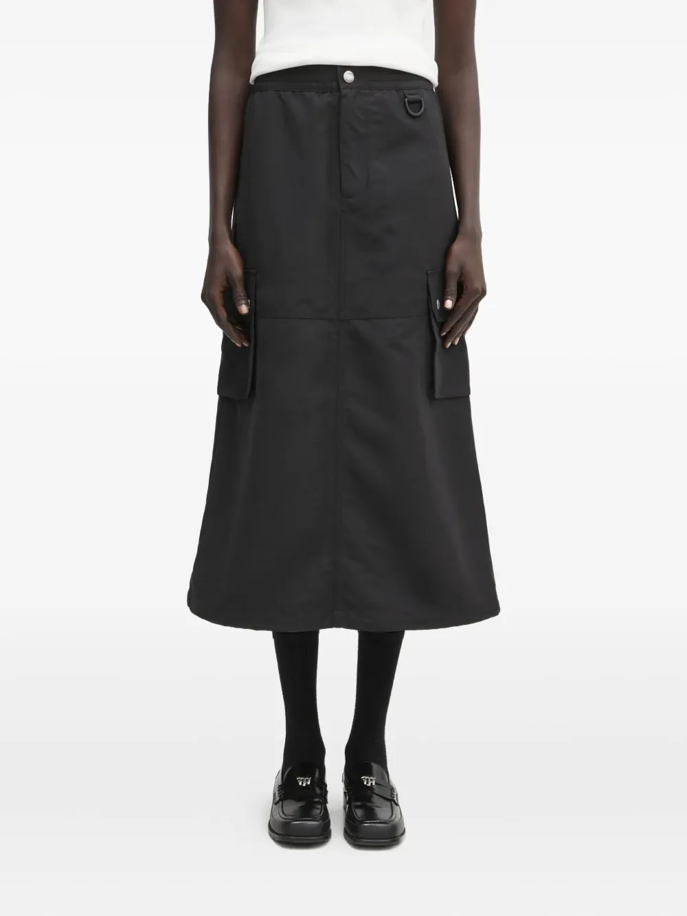 Carhartt WIP logo-patch A-line midi skirt Zwart