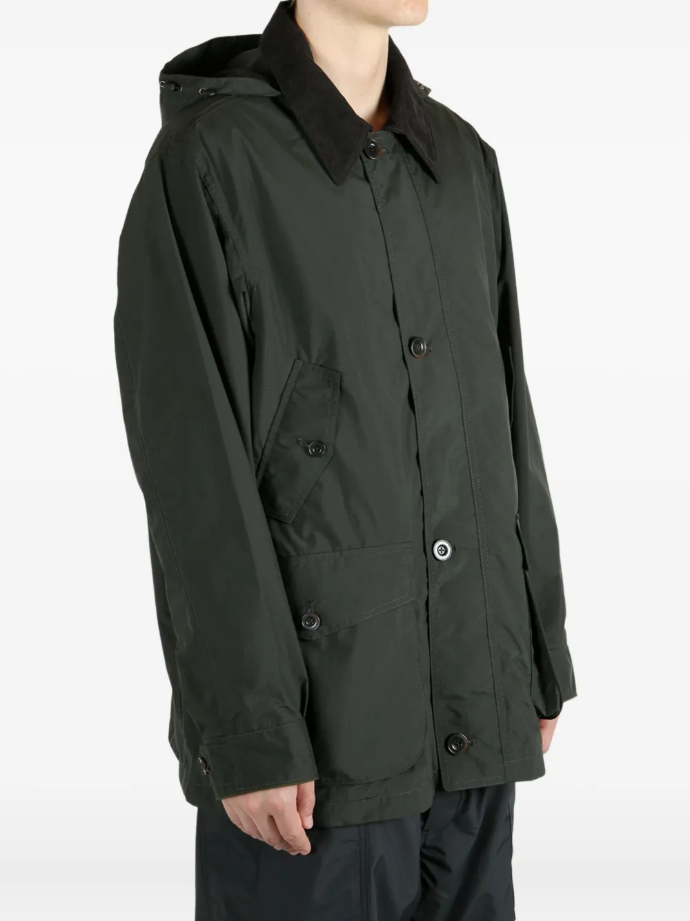 Nanamica x Pertex ︎ Unlimited hooded patch-pocket parka coat Groen