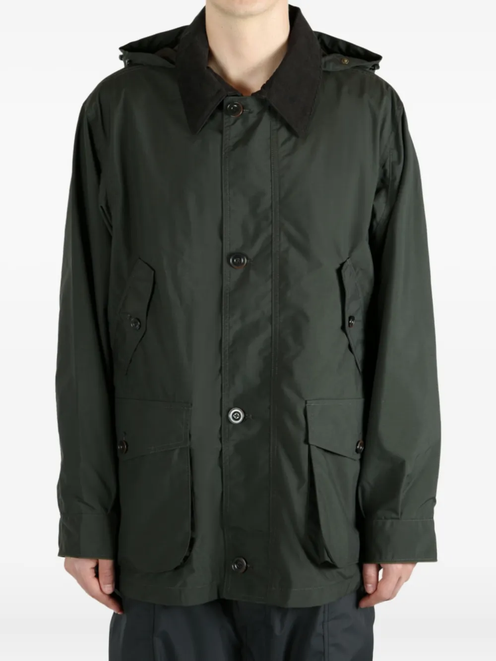 Nanamica x Pertex ︎ Unlimited hooded patch-pocket parka coat Groen