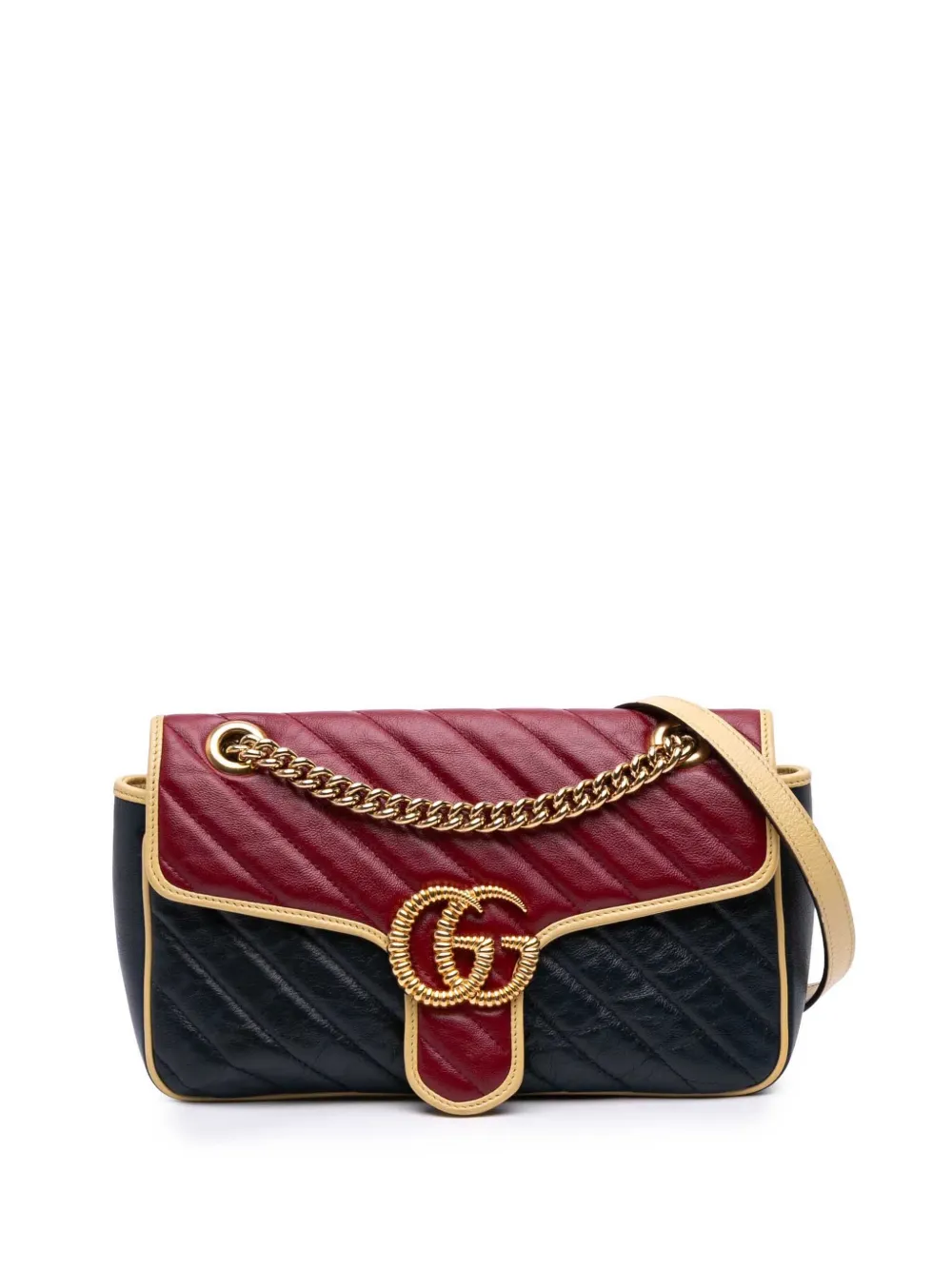 Gucci Pre-Owned 2016-2024 スモール GGマーモント マテラッセ レザー トーション フラップ ショルダーバッグ - Gucci Pre-Owned 2016-2024 スモール GGマーモント マテラッセ レザー トーション フラップ ショルダーバッグ -