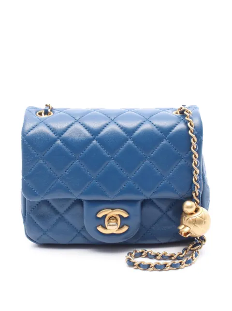 CHANEL Pre-Owned 2020 Mini Square Classic Lambskin Pearl Crush Single Flap crossbody bag
