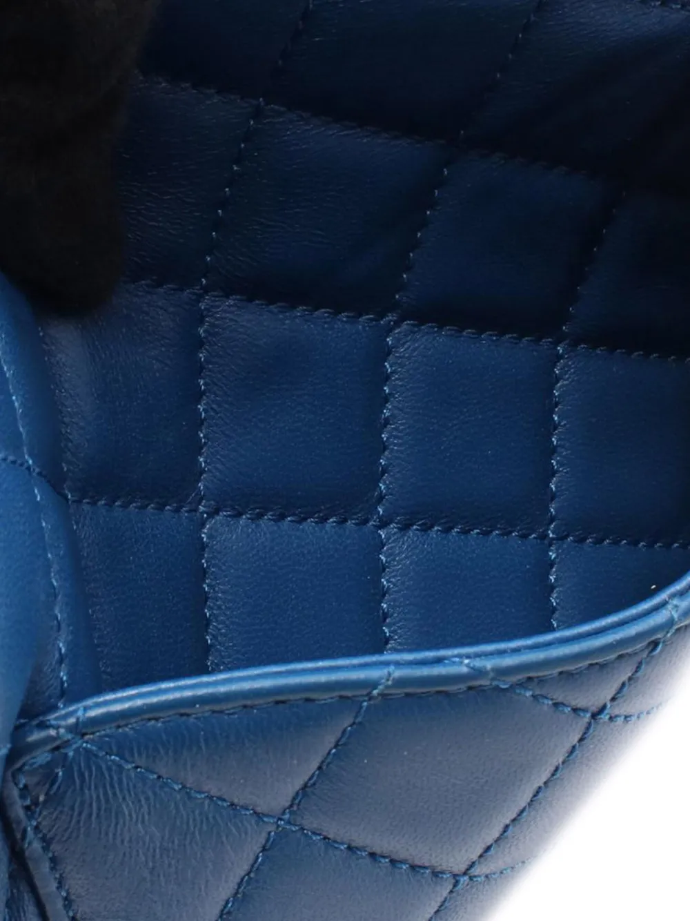 Pre-owned Chanel 2020 Mini Square Classic Lambskin Pearl Crush Single Flap Crossbody Bag In Blue