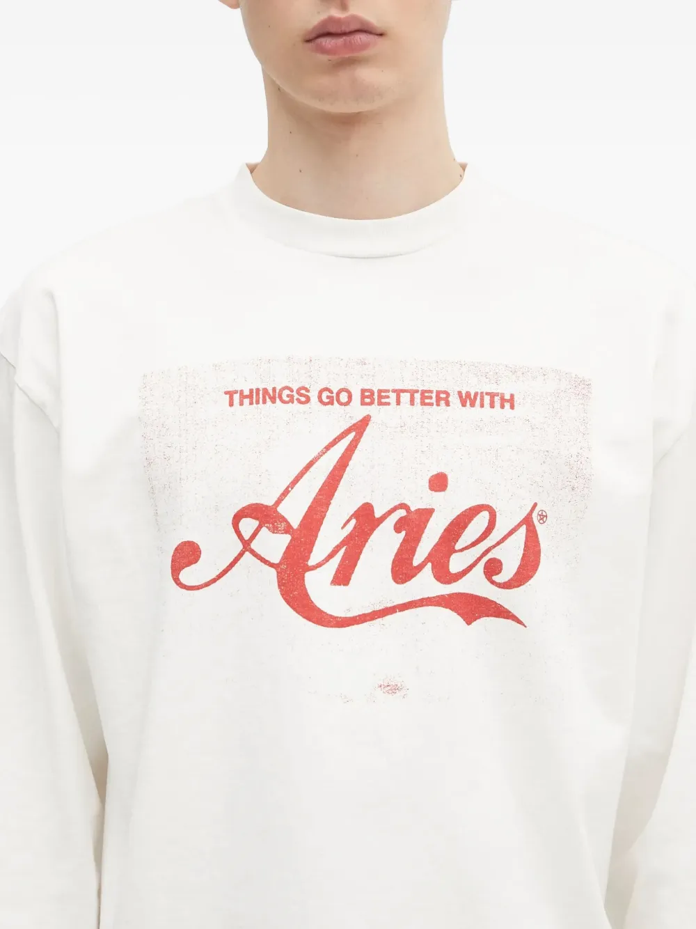 Aries Sweater met logoprint en lange mouwen Beige