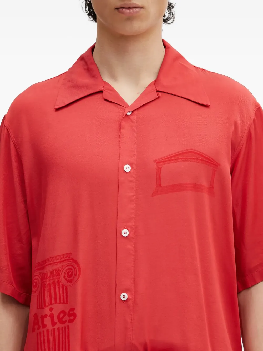 Aries Ancient Column shirt met korte mouwen Rood