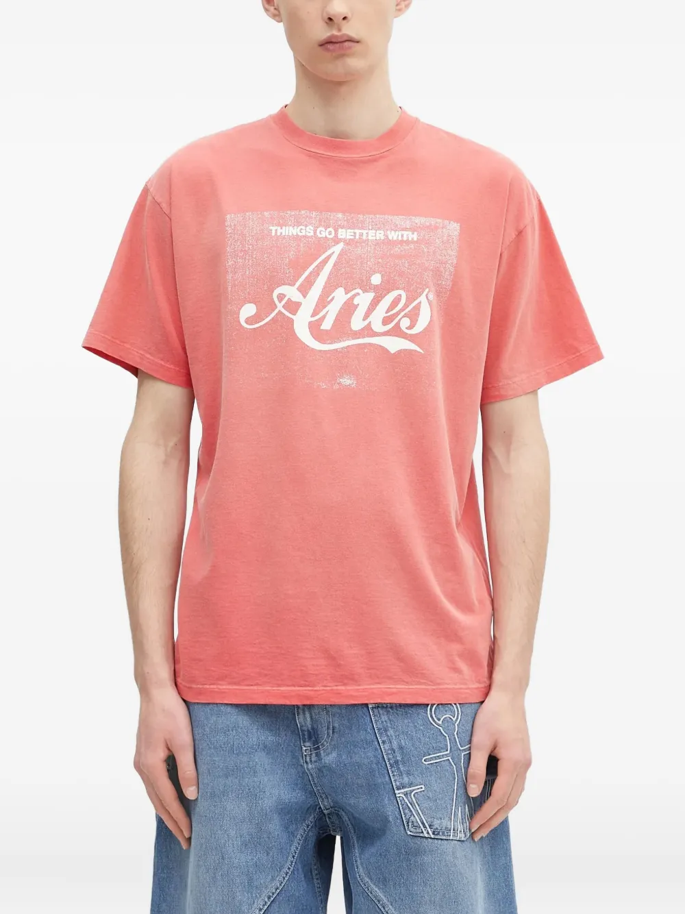 Aries logo-print T-shirt Rood