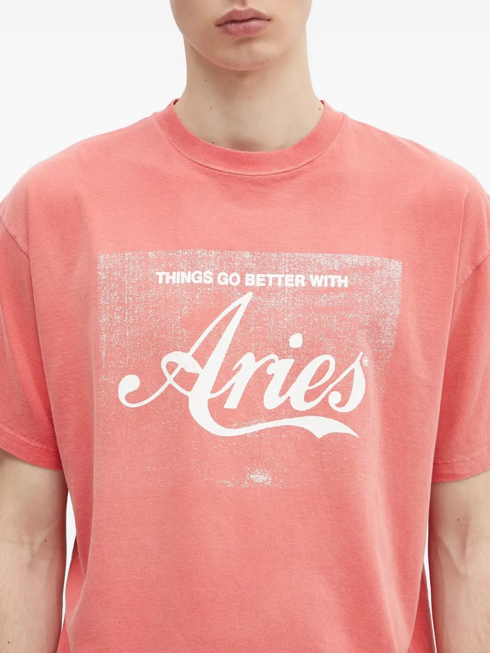 Aries logo-print T-shirt Rood