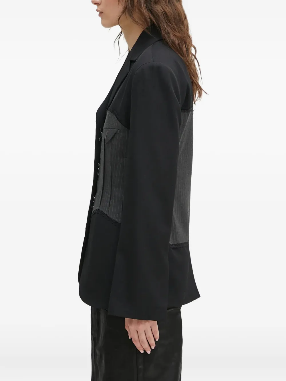 Andersson Bell pinstriped lace-insert blazer Zwart
